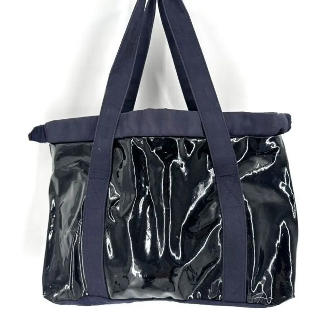 3.1 Philip Lim Tote‎ Patent Weekender Tote Bag Navy Blue